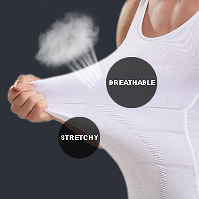 Men Slimming Body Shaper Chest Compression Shirts Tummy Control Shapewear Abdomen Slimming Vest Waist Trainer Corset Tank Top thumbnail 5