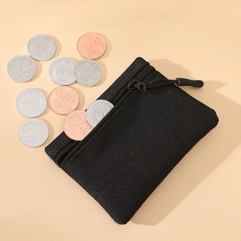 Canvas Mini Coin Purse Simple Zipper Kid Storage Pouch Money Pocket Solid Color Coin Key Bag Women Men Cute Wallet Mini Purse thumbnail 3