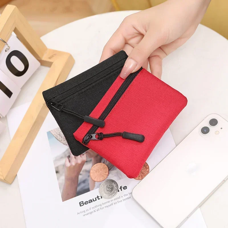 Canvas Mini Coin Purse Simple Zipper Kid Storage Pouch Money Pocket Solid Color Coin Key Bag Women Men Cute Wallet Mini Purse thumbnail 5