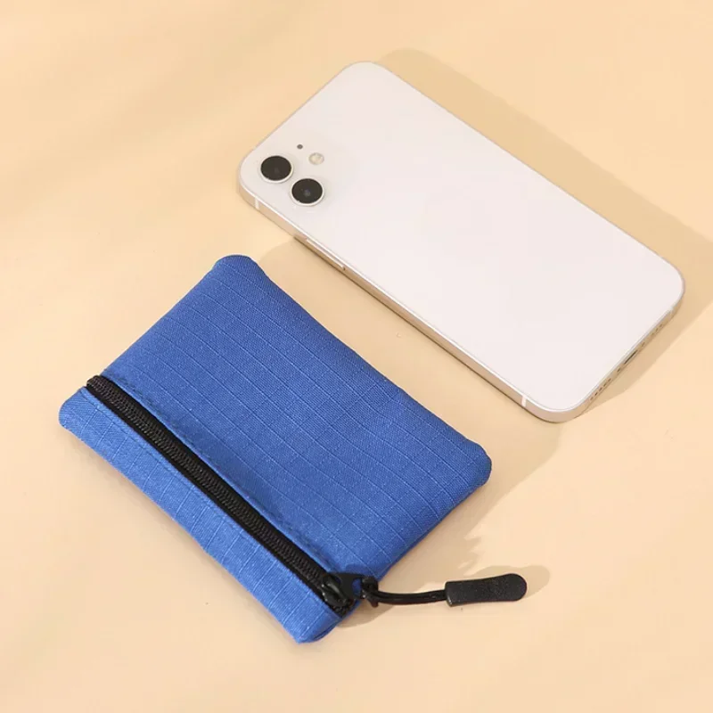 Canvas Mini Coin Purse Simple Zipper Kid Storage Pouch Money Pocket Solid Color Coin Key Bag Women Men Cute Wallet Mini Purse thumbnail 2