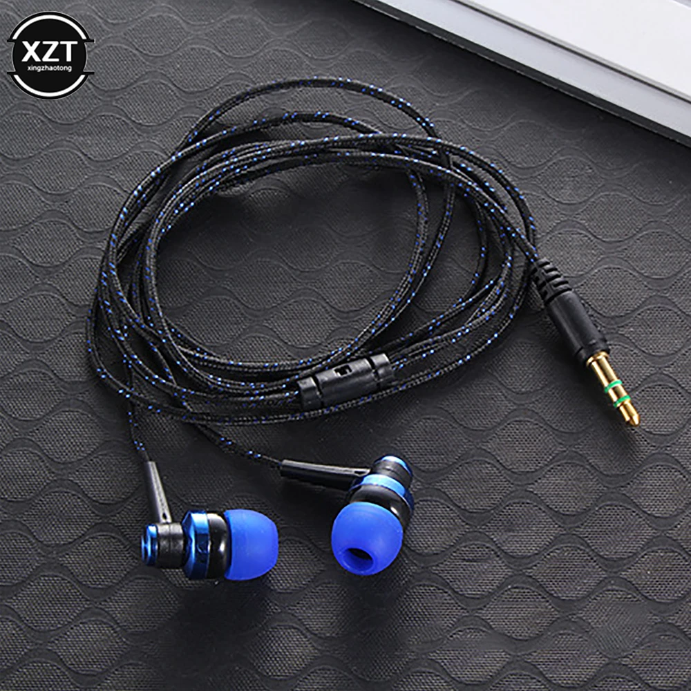 1pc Wired Earphone Stereo In-Ear 3.5mm Nylon Weave Cable Earphone Headset For Laptop Smartphone Gifts Headphones thumbnail 2