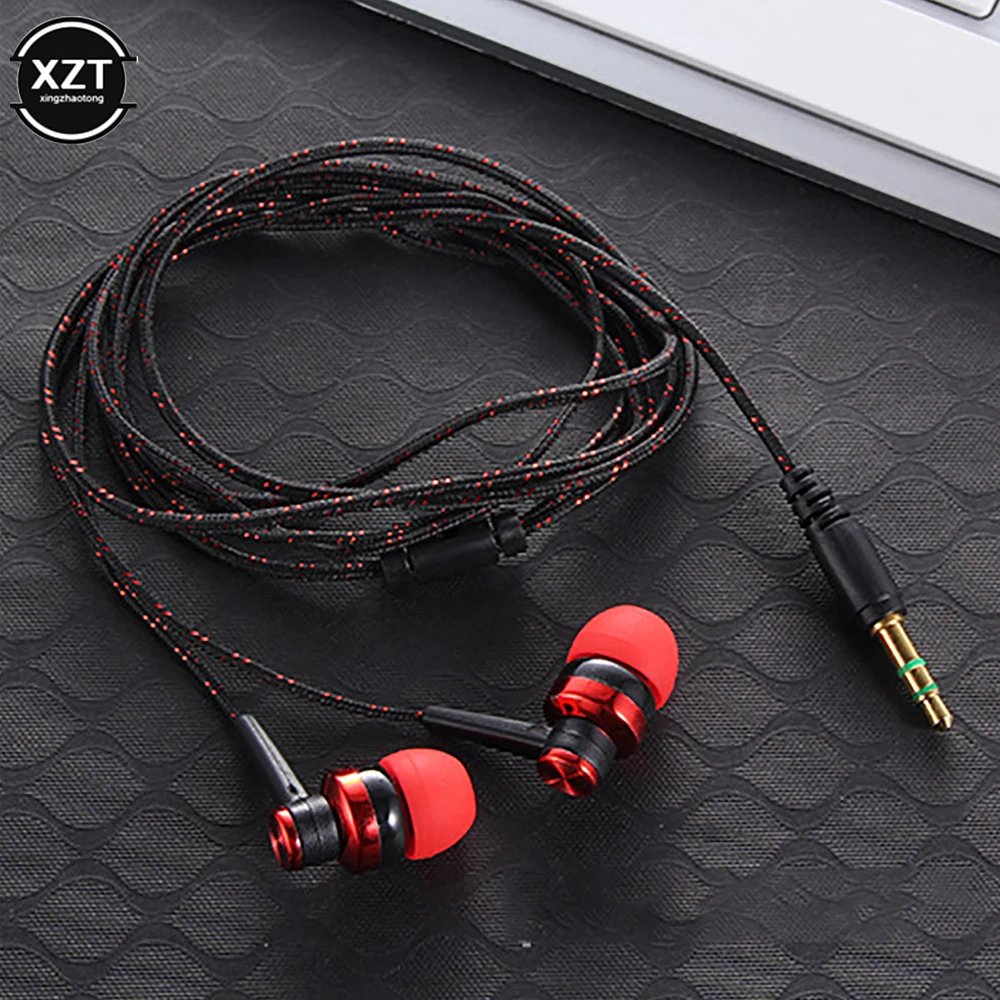 1pc Wired Earphone Stereo In-Ear 3.5mm Nylon Weave Cable Earphone Headset For Laptop Smartphone Gifts Headphones thumbnail 3