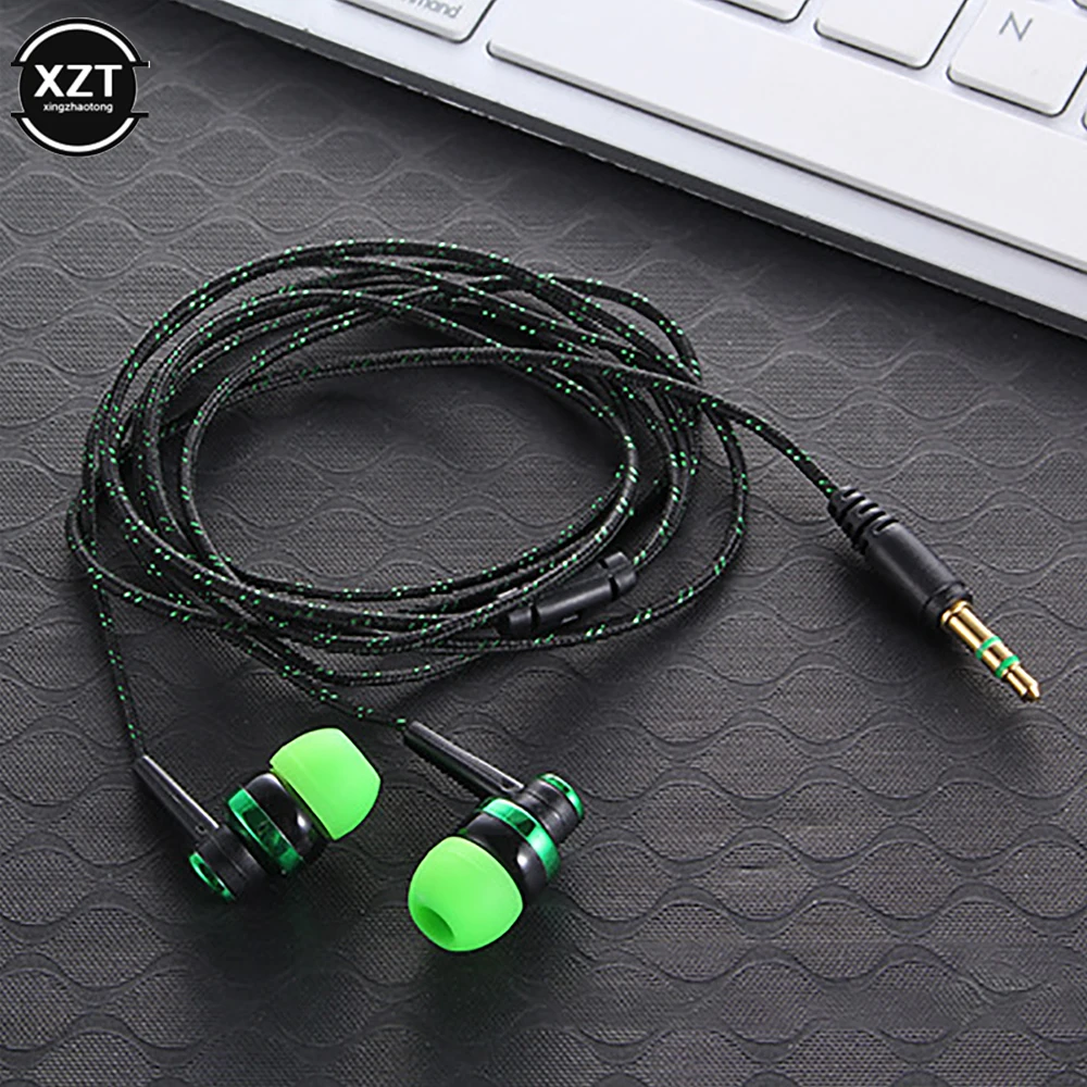 1pc Wired Earphone Stereo In-Ear 3.5mm Nylon Weave Cable Earphone Headset For Laptop Smartphone Gifts Headphones thumbnail 5