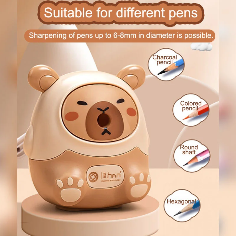 Pencil Sharpener Creative Capybara Kawaii Stationery Office School Supplies Korean Stationery 80*80*100mm thumbnail 3