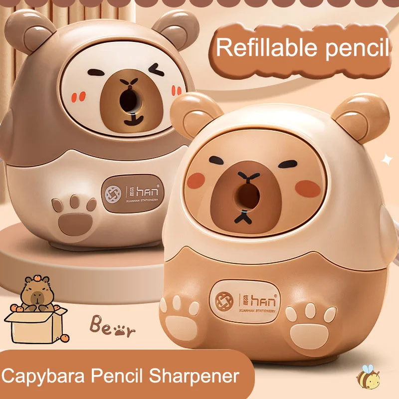 Pencil Sharpener Creative Capybara Kawaii Stationery Office School Supplies Korean Stationery 80*80*100mm thumbnail 2