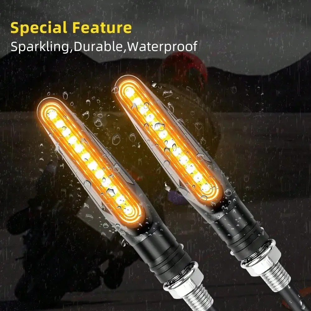 2PCS Universal LED Motorcycle Turn Signal Light 12v IP68 Waterproof Amber Flasher Indicator Blinker Rear Lights Lamp Accessories thumbnail 2