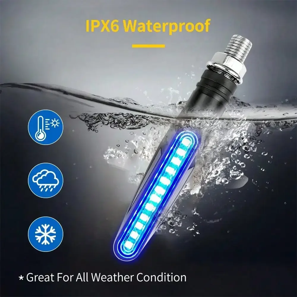 2PCS Universal LED Motorcycle Turn Signal Light 12v IP68 Waterproof Amber Flasher Indicator Blinker Rear Lights Lamp Accessories thumbnail 6