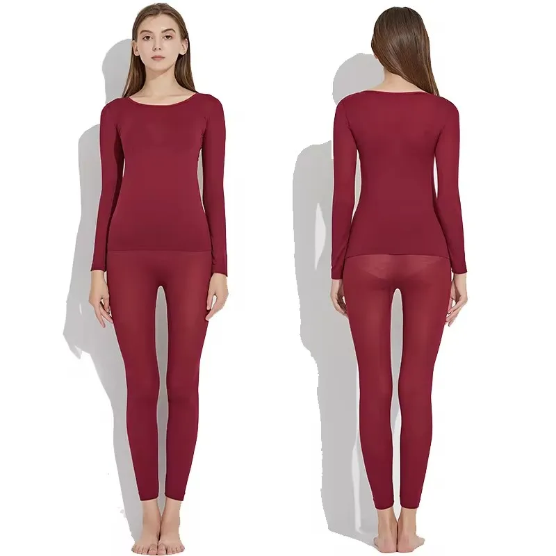 Women traceless thermal underwear set unisex intimate pajamas ultra-thin winter constant temperature long sleeve lingerie 2 piec thumbnail 4
