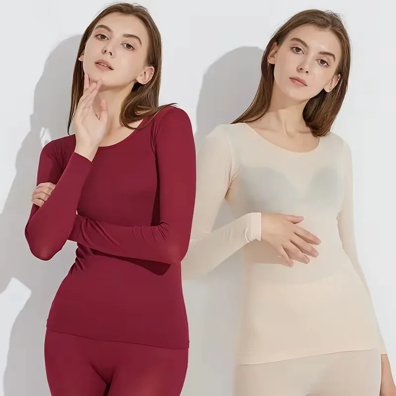 Women traceless thermal underwear set unisex intimate pajamas ultra-thin winter constant temperature long sleeve lingerie 2 piec thumbnail 2