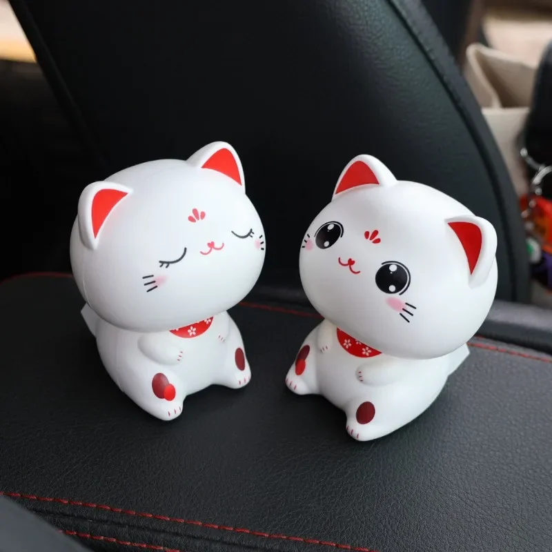 Solar Powered Cute Nod Head Cat Wealth Waving Decoration Cute Swinging Nodding Ornaments for Car Desktop Decorations Gift Doll thumbnail 5