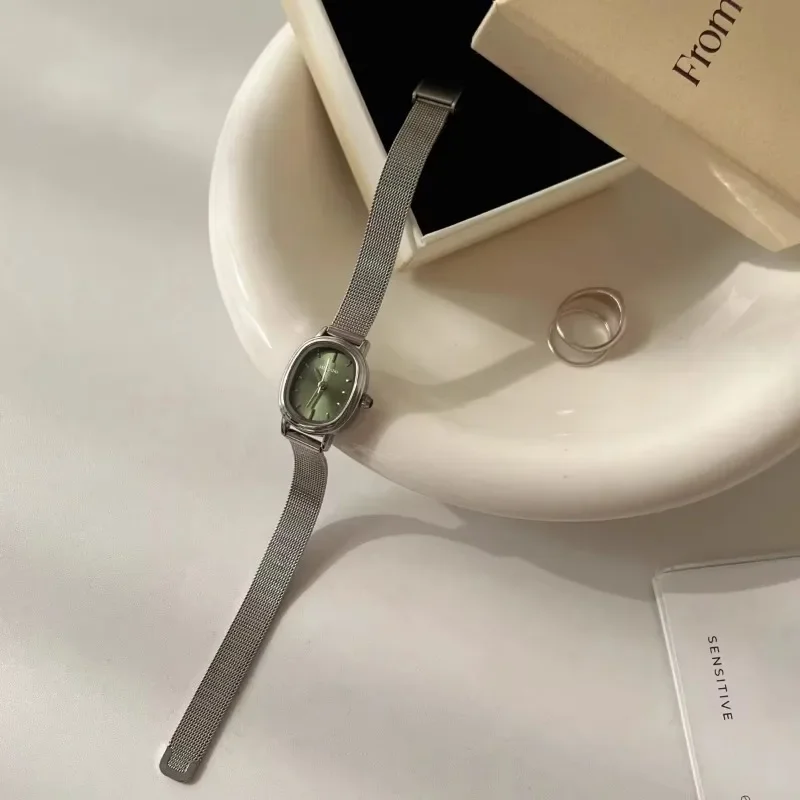 Small Oval Dial Green Watch Simple Stainless Steel Ladies Wristwatches Brand Women Luxury Gift Quartz Watch Dropshipping thumbnail 6