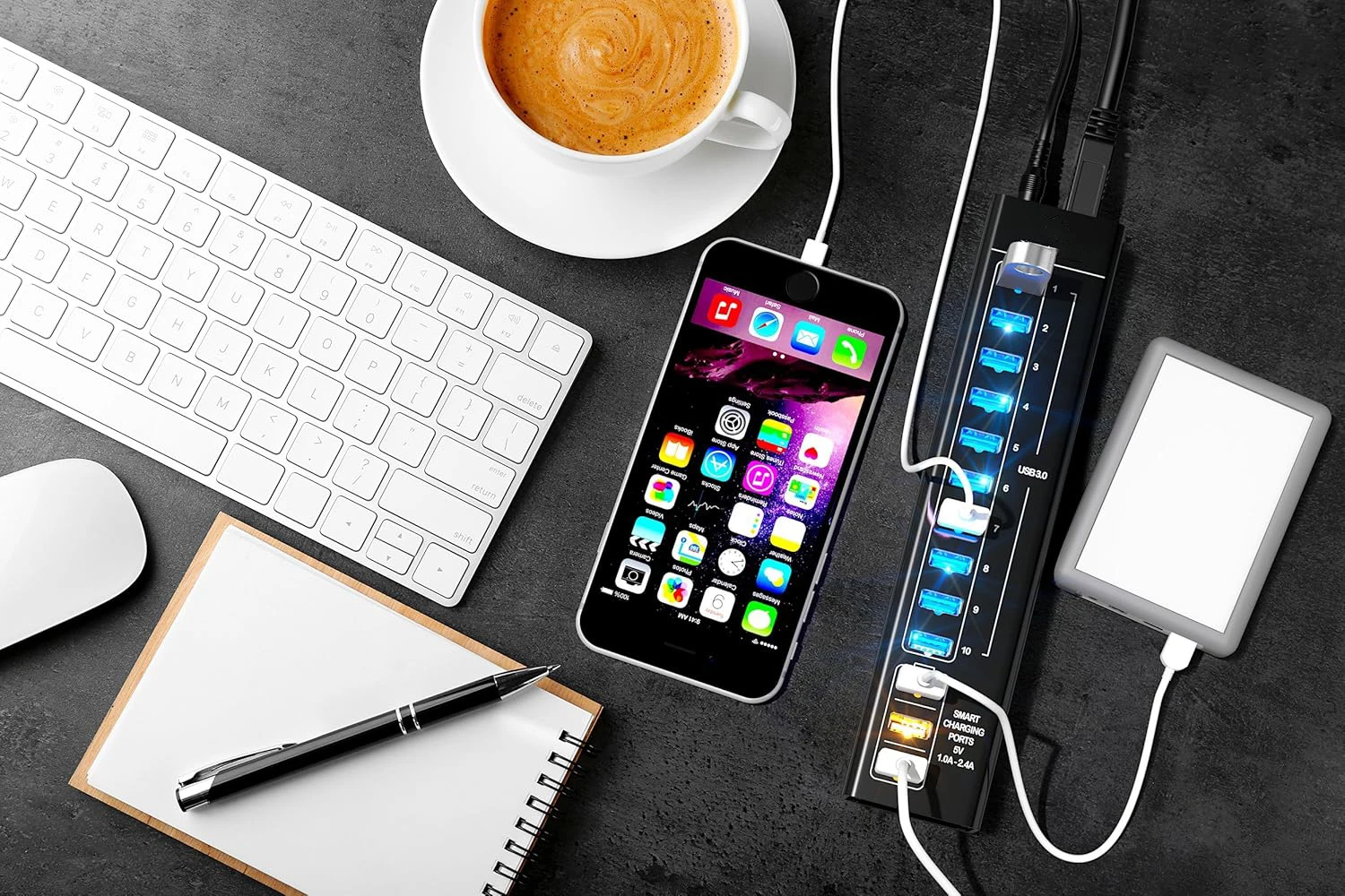 7/13 Ports USB Hub 3.0 5Gbps Aluminum LED Light USB A 3.0 hub Splitter Extension Dock 5V Power Adapter for Laptop Desktop thumbnail 5
