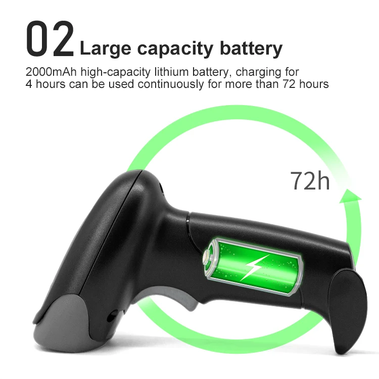 1D 2D Barcode Scanner Wired 2.4G Wireless Bluetooth Bar Code Reader Handheld Portable Scanning For Supermarket Logistics Product thumbnail 3