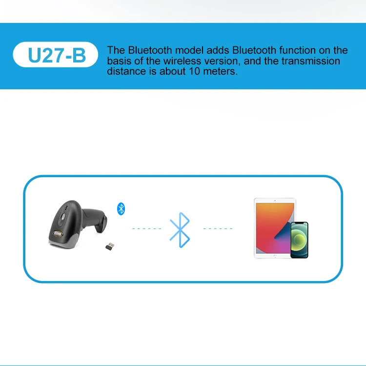 1D 2D Barcode Scanner Wired 2.4G Wireless Bluetooth Bar Code Reader Handheld Portable Scanning For Supermarket Logistics Product thumbnail 2