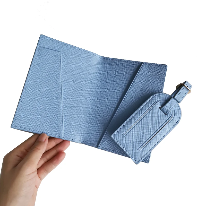 Lightweight portable multicolors saffiano pu leather passport clip travel ticket clip versatile multifunctional passport holder thumbnail 2
