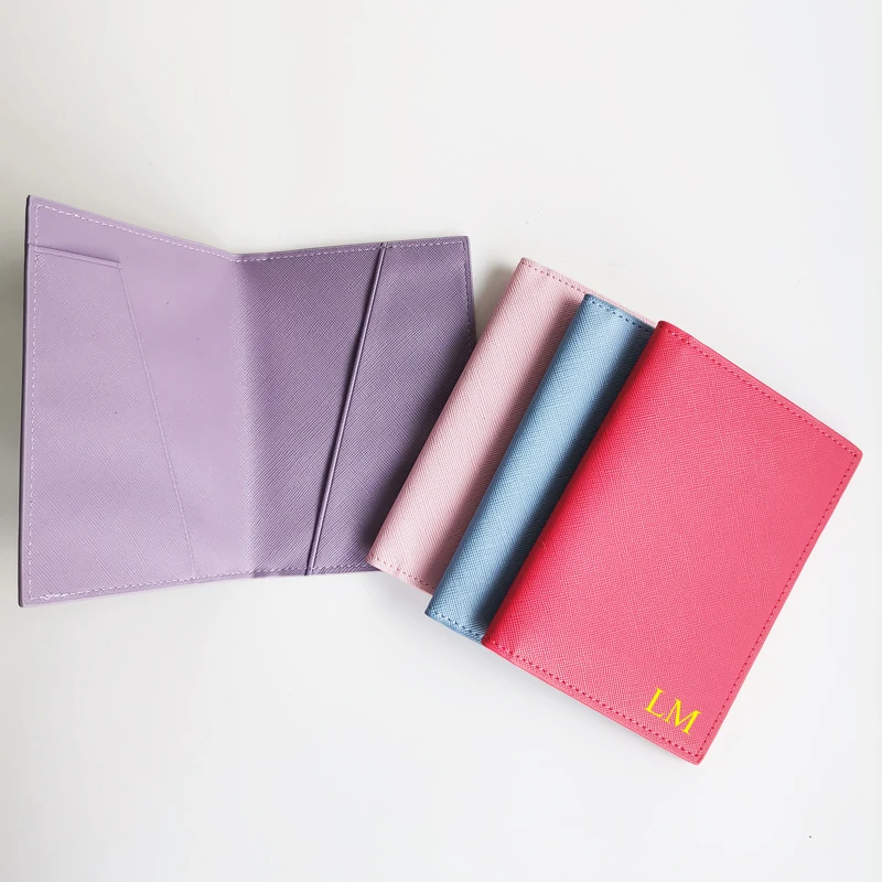 Lightweight portable multicolors saffiano pu leather passport clip travel ticket clip versatile multifunctional passport holder thumbnail 3
