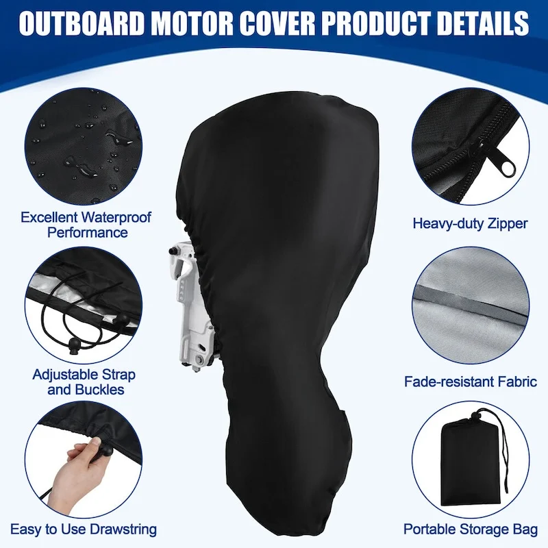 210D 6-225HP Waterproof Motor Engine Boat Cover UV Oxford Yacht Full Outboard Anti Dustproof Cover Marine Engine Protector thumbnail 2