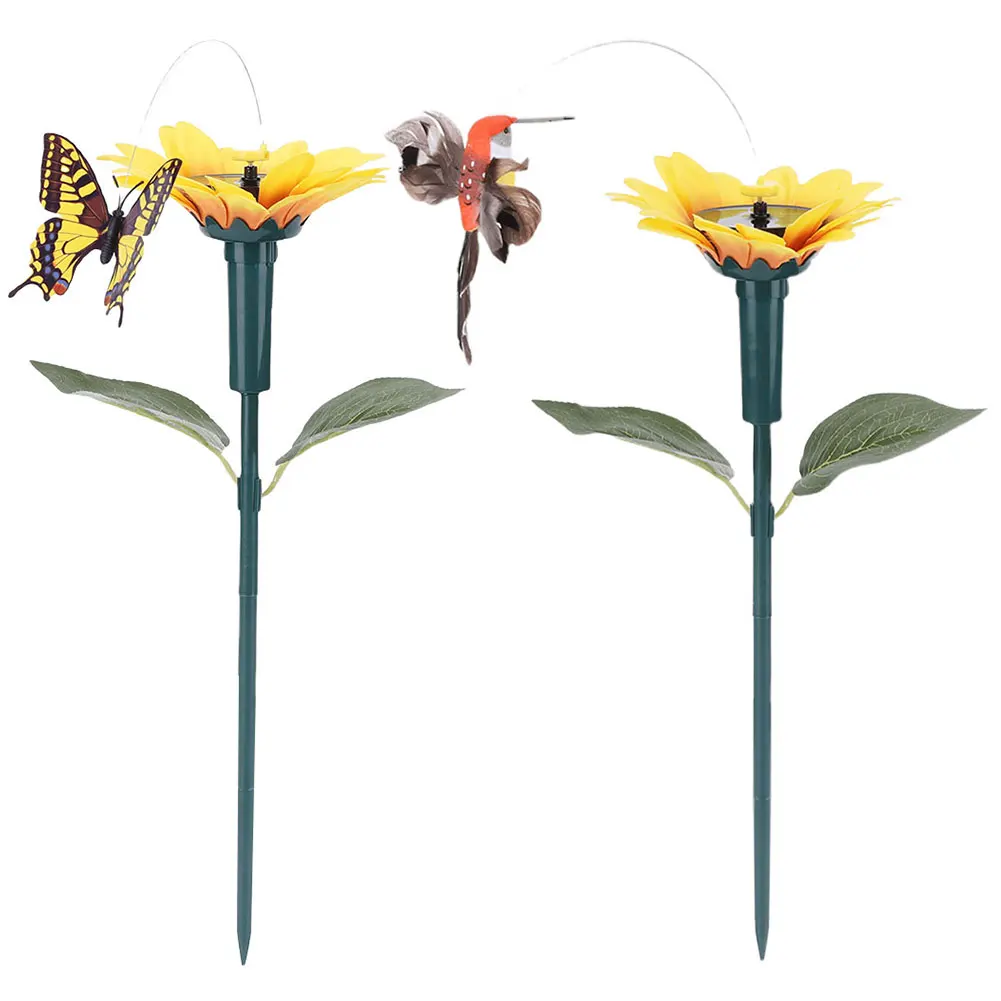 Solar Sunflower Animal Stake Decor Rotating Butterfly/Hummingbird Decor 40cm Garden Ornaments Waterproof for Yard Patio Pathway thumbnail 4
