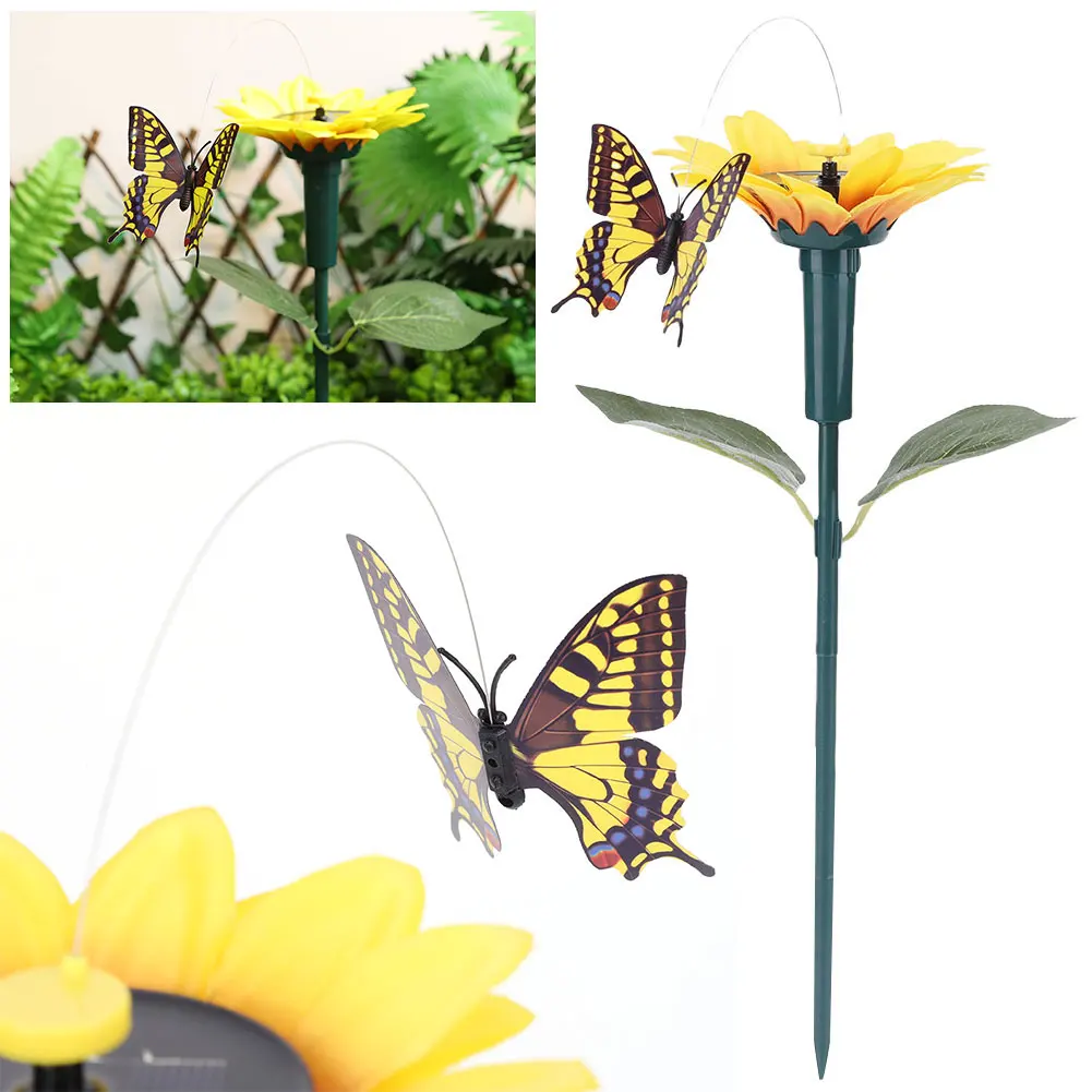 Solar Sunflower Animal Stake Decor Rotating Butterfly/Hummingbird Decor 40cm Garden Ornaments Waterproof for Yard Patio Pathway thumbnail 2