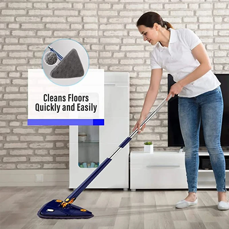 UNTIOR Telescopic Triangle Mop 360° Rotatable Spin Cleaning Mop Squeeze Wet and Dry Use Water Absorption Home Floor Tools thumbnail 2