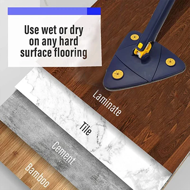 UNTIOR Telescopic Triangle Mop 360° Rotatable Spin Cleaning Mop Squeeze Wet and Dry Use Water Absorption Home Floor Tools thumbnail 3
