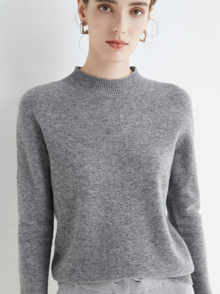 AOSSVIAO 2026 Autumn Winter Solid Mock-neck Pullover Sweater For Women Casual Knitwear Female Clothing Basic Soft Tops
