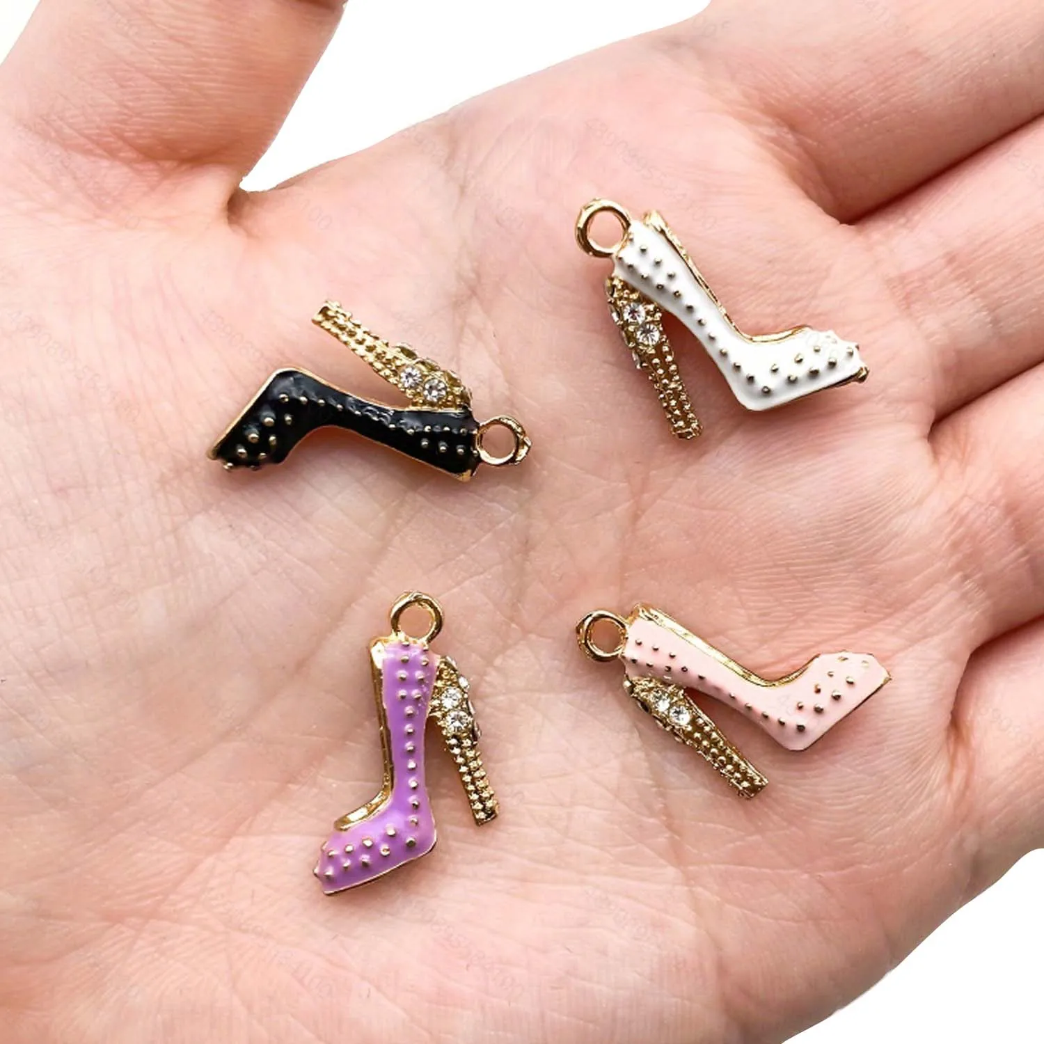 10pcs 14*18mm Colorful Enamel Inlaid Rhinestone High Heels Charms Pendants For DIY Bracelet Necklace Jewelry Making Accessories thumbnail 3