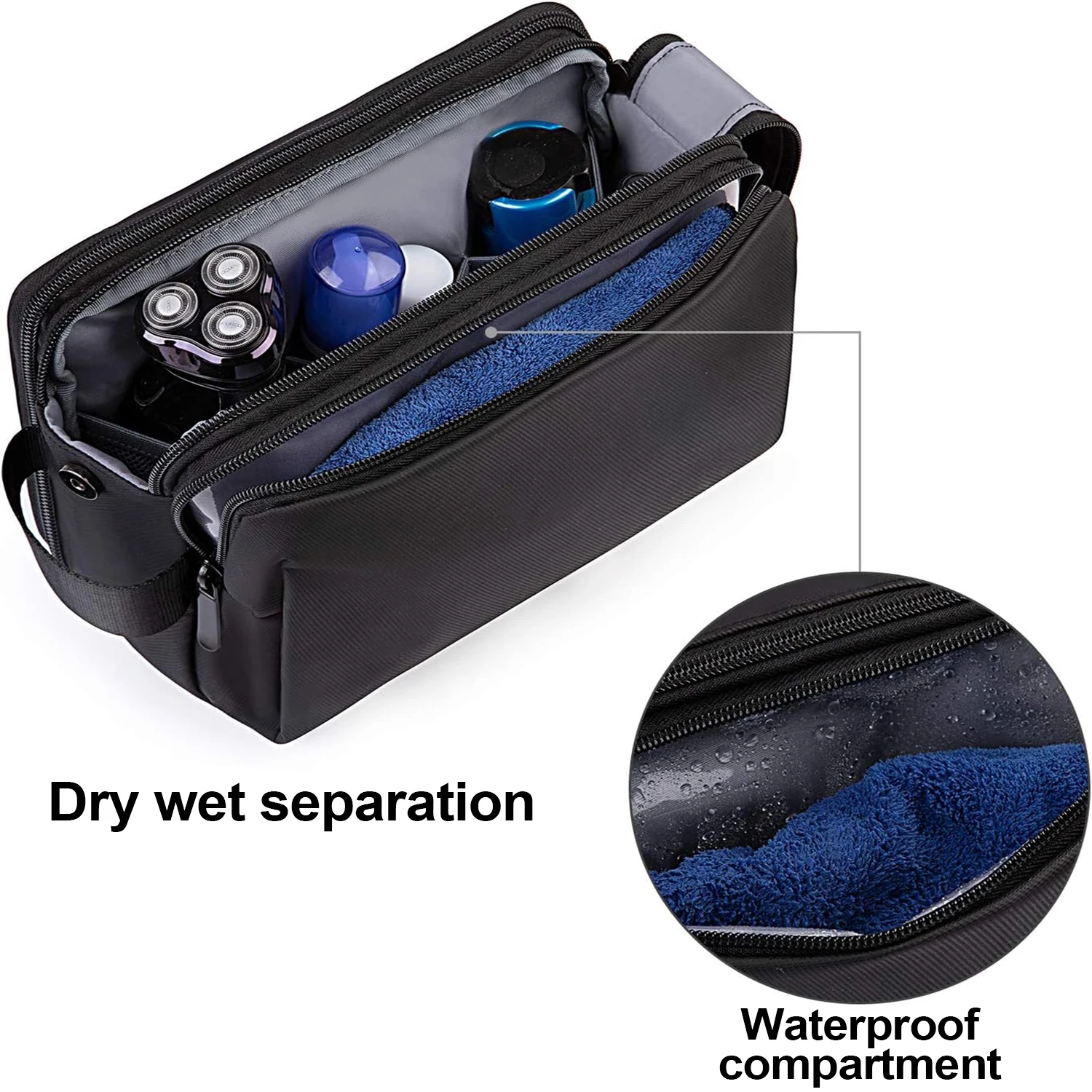 Toiletry Bag for Men, Travel Toiletry Organizer Dopp Kit Water-resistant Shaving Bag for Toiletries, Door Room Essentials thumbnail 4