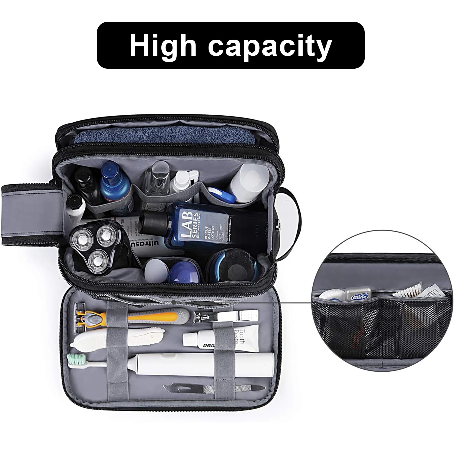 Toiletry Bag for Men, Travel Toiletry Organizer Dopp Kit Water-resistant Shaving Bag for Toiletries, Door Room Essentials thumbnail 3