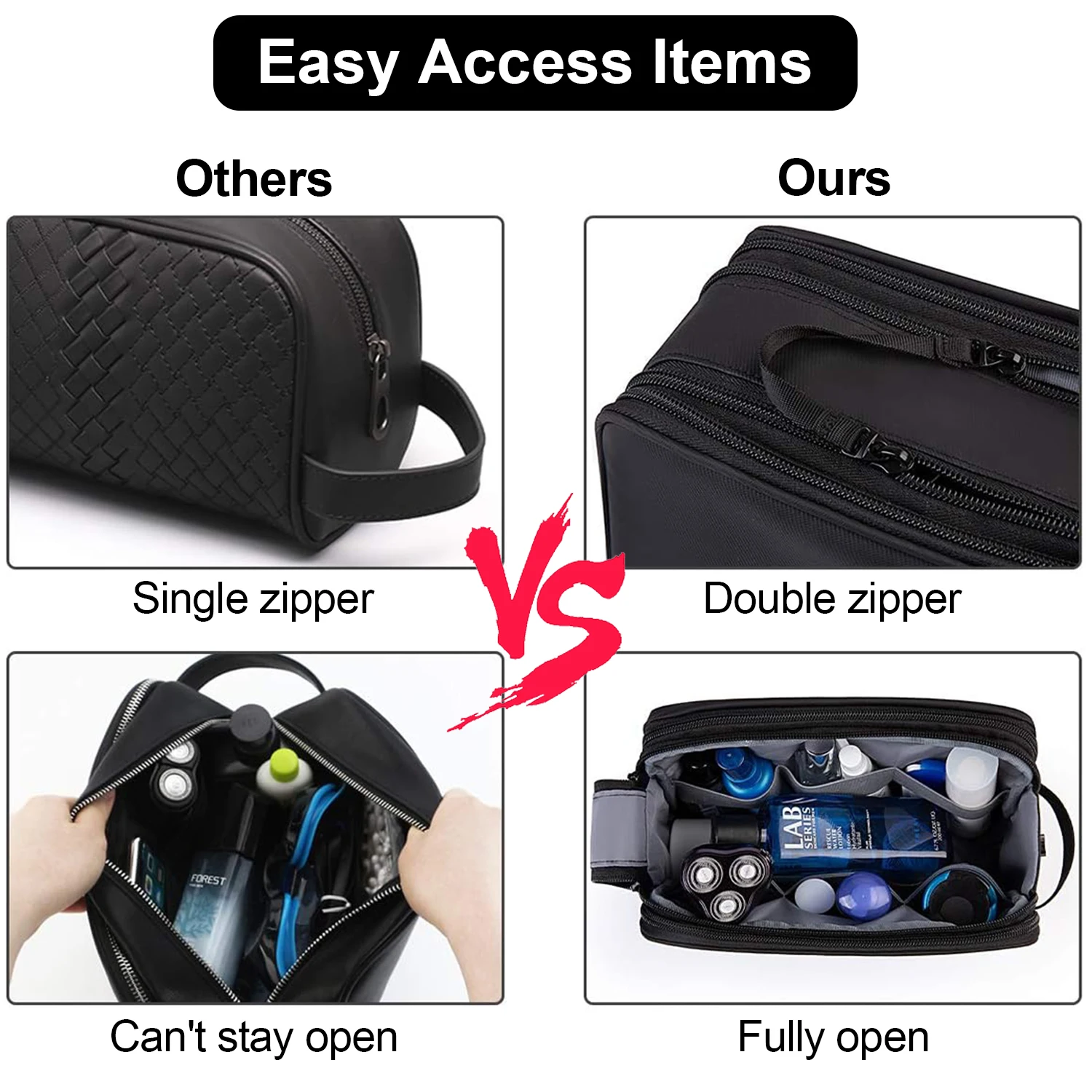 Toiletry Bag for Men, Travel Toiletry Organizer Dopp Kit Water-resistant Shaving Bag for Toiletries, Door Room Essentials thumbnail 5