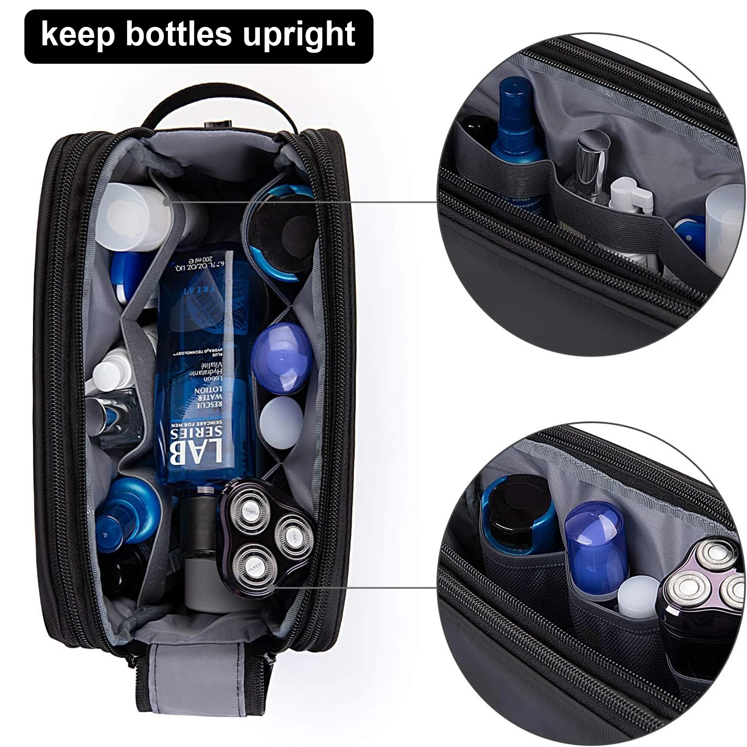 Toiletry Bag for Men, Travel Toiletry Organizer Dopp Kit Water-resistant Shaving Bag for Toiletries, Door Room Essentials thumbnail 6