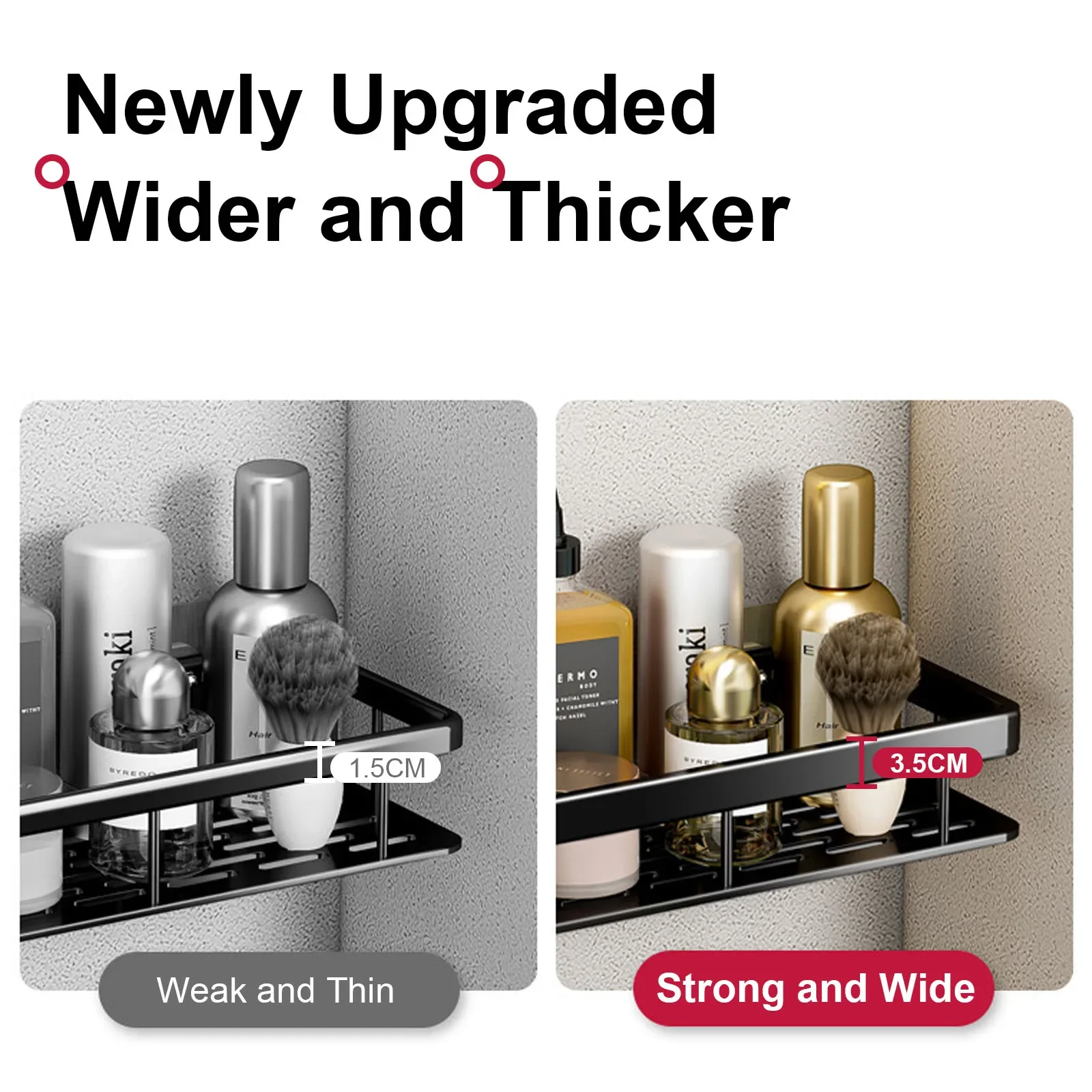 Bathroom Shelf No Drill Wall Mounted Shampoo Bottle Shower Corner Rack Toilet Storage Rack Aluminum Bathroom Kitchen Accessories thumbnail 6