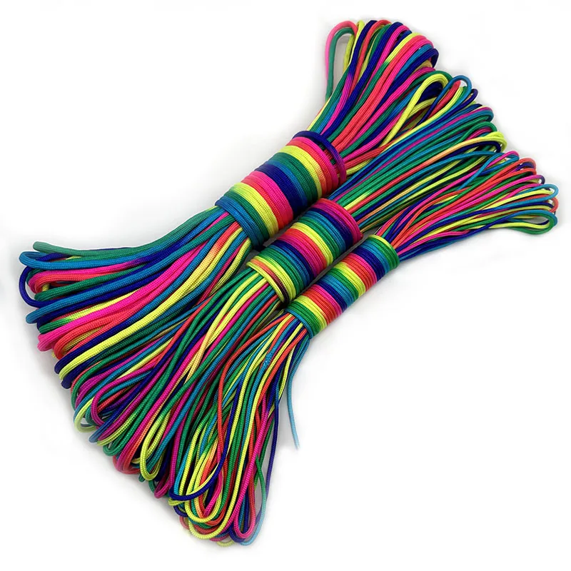 Paracord 2mm /3mm /4mm Paracord Rainbow Rope 7 Strands Parachute Rope Climbing  Survival Gear Parachute Rope Bracelet thumbnail 4