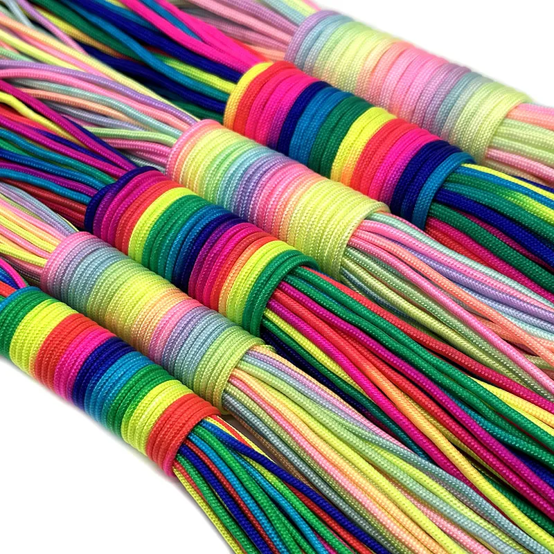 Paracord 2mm /3mm /4mm Paracord Rainbow Rope 7 Strands Parachute Rope Climbing  Survival Gear Parachute Rope Bracelet