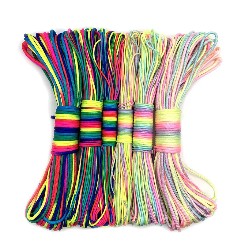 Paracord 2mm /3mm /4mm Paracord Rainbow Rope 7 Strands Parachute Rope Climbing  Survival Gear Parachute Rope Bracelet thumbnail 6