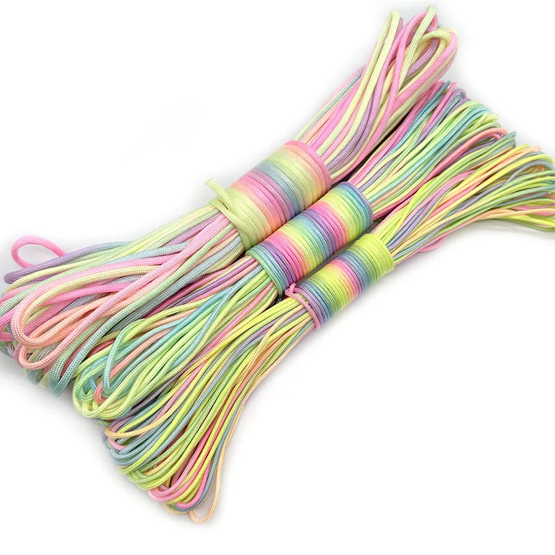 Paracord 2mm /3mm /4mm Paracord Rainbow Rope 7 Strands Parachute Rope Climbing  Survival Gear Parachute Rope Bracelet thumbnail 5