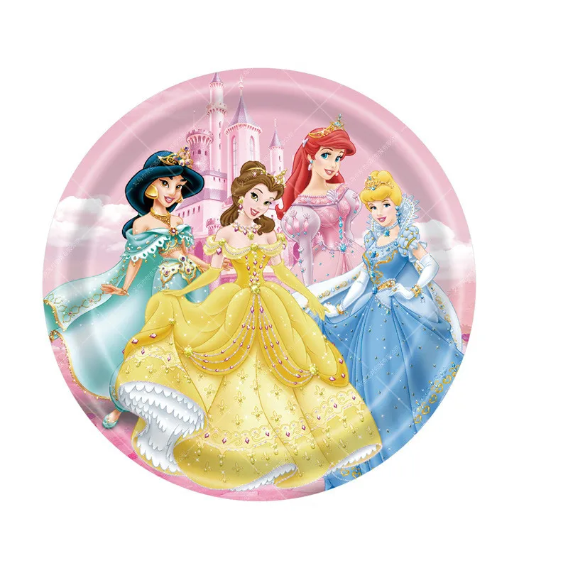 Cartoon Six Princess Theme Party Decoration Disposable Tableware Girls Birthday Party Supplies Princess Cup Plate Tablecloth Set thumbnail 2