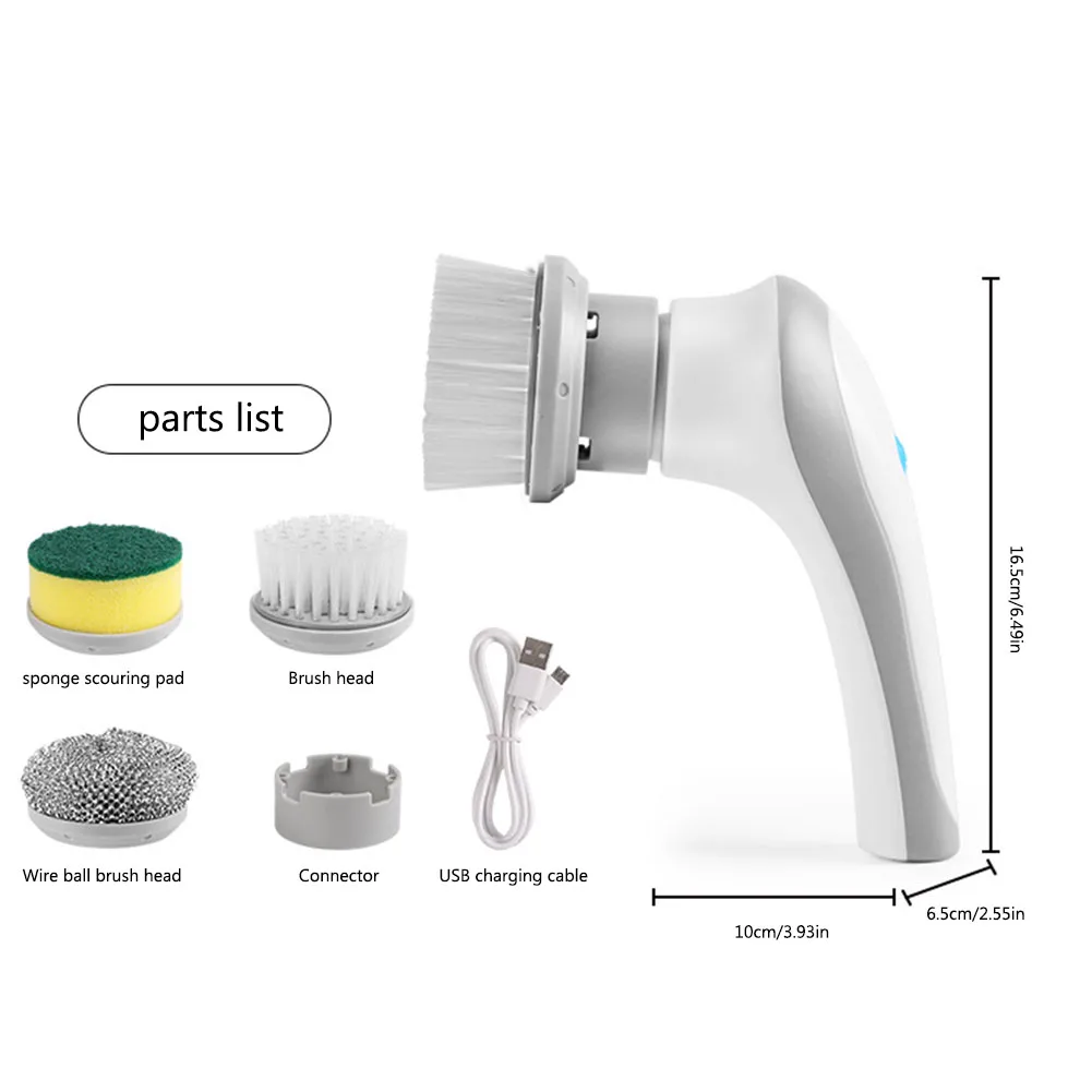 Electric Clean Brush Multifunctional Wireless Clean Brush 360 Degree Rotation 3 Replaceable Brush Heads Bathroom Kitchen Cleaner thumbnail 3