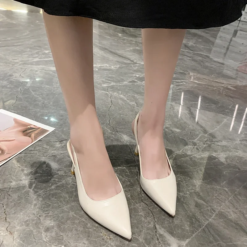 Summer Fashion New Pointed Toe Stiletto Heel Shallow Mouth Breathable PU Comfortable and Elegant Women's Shoes Sexy Sandals thumbnail 2