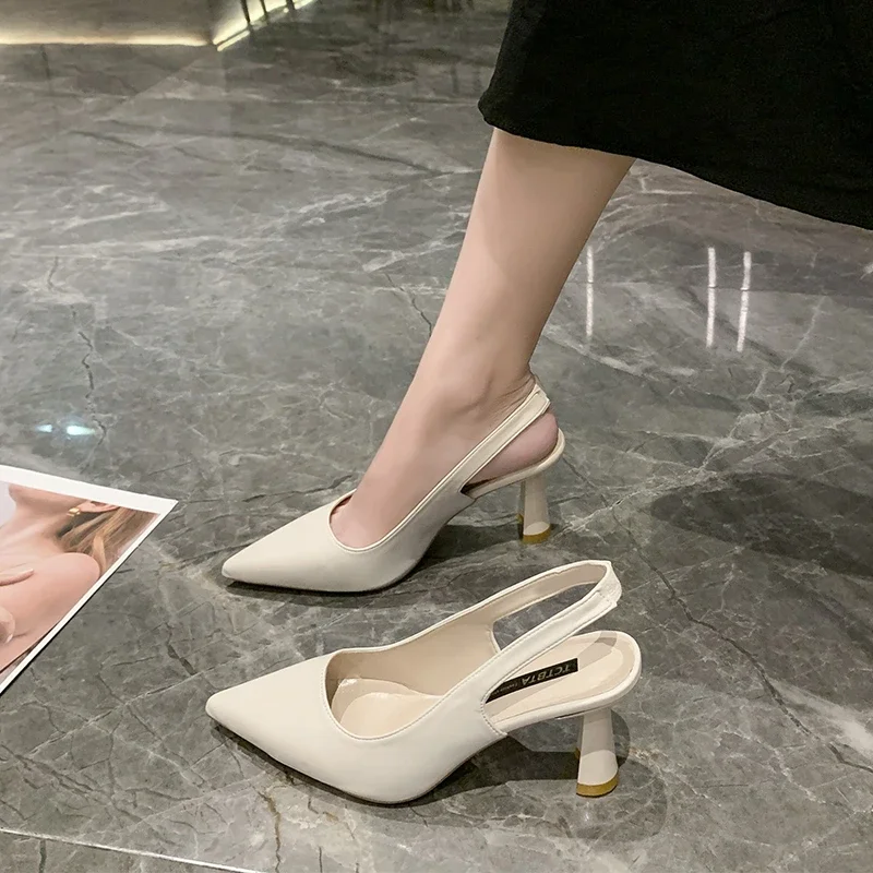 Summer Fashion New Pointed Toe Stiletto Heel Shallow Mouth Breathable PU Comfortable and Elegant Women's Shoes Sexy Sandals thumbnail 6