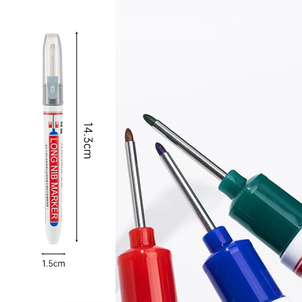 4-80Pcs 2cm Waterproof Long Head Markers Deep Hole Marker Pen for Metal Carpenter Red/Black/Blue/Green Ink Woodworking Tools thumbnail 5