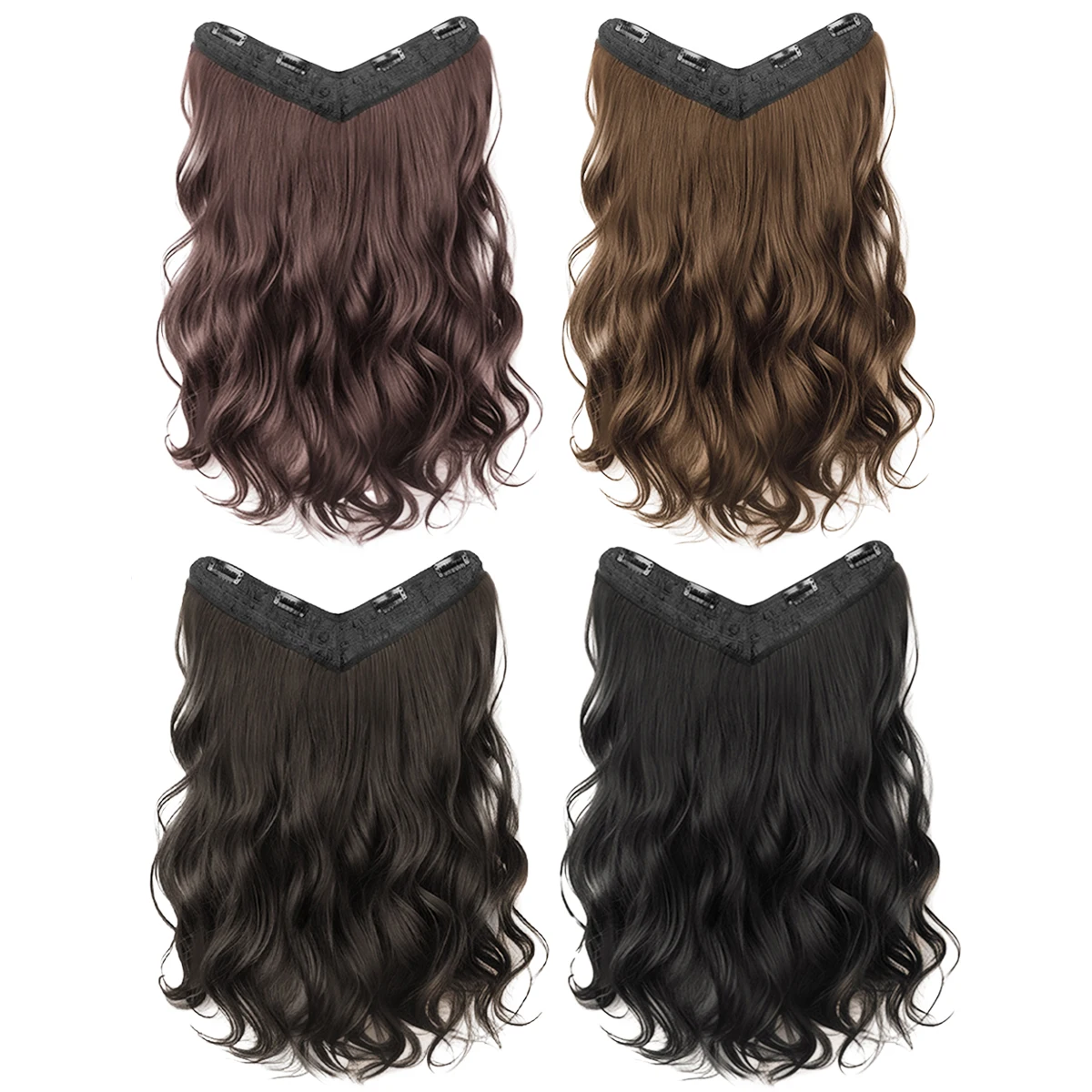 Natural Synthetic V-shaped Wavy Hair Extension Piece Surrounds The Wig Piece Sandwiched The Woman's Hair Curly Hair Accessories thumbnail 2