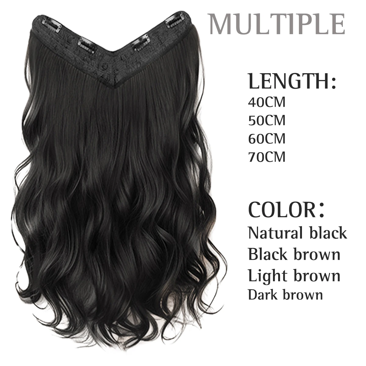 Natural Synthetic V-shaped Wavy Hair Extension Piece Surrounds The Wig Piece Sandwiched The Woman's Hair Curly Hair Accessories thumbnail 3