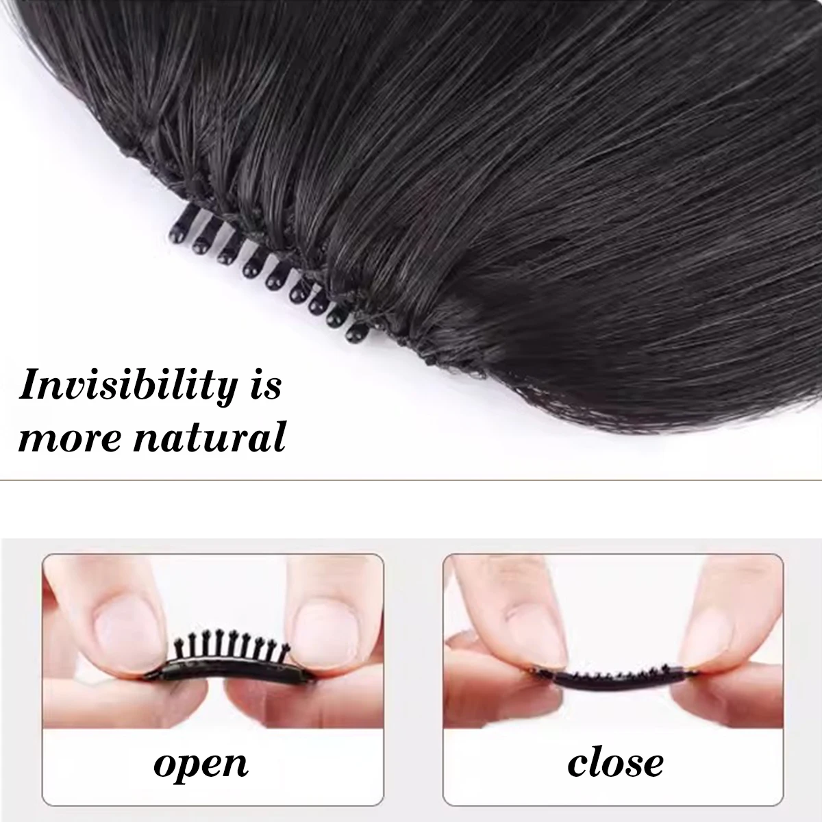 Natural Synthetic Hair Bangs Hair Accessories  Women's Forehead Clip Hair Extension With Natural Curvature Of Sideburns thumbnail 4