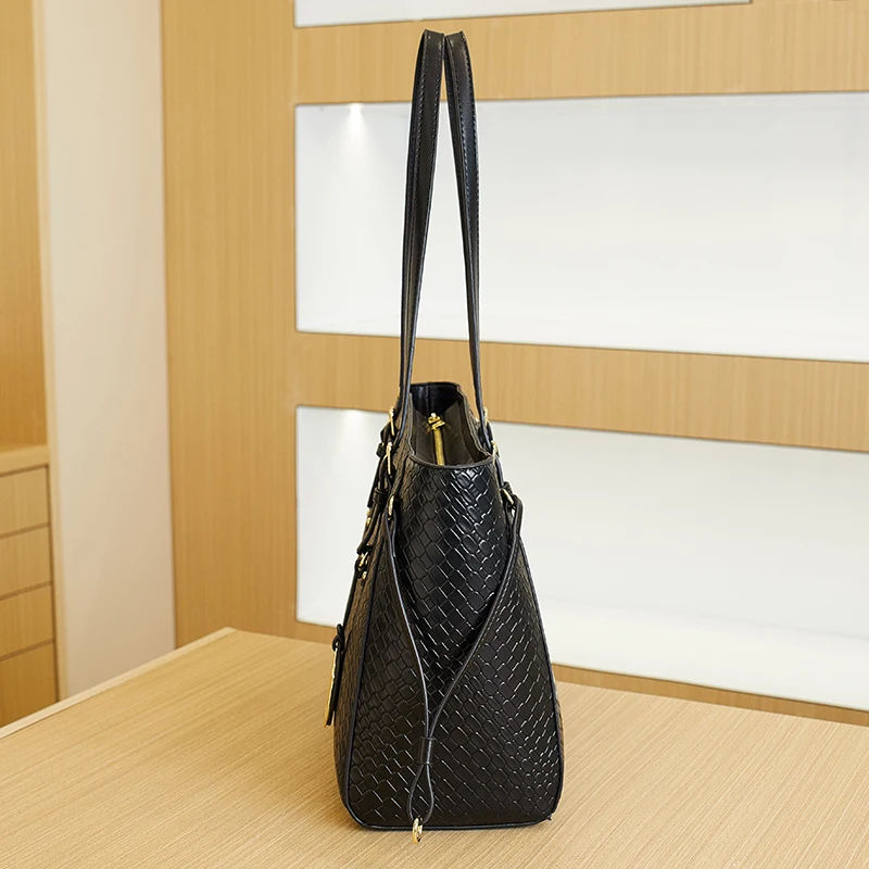New Fashion Black Women Bag Large Capacity PU Leather Ladies Handbag Travel Female Shoulder Bag Tote Pack 토트백 sacs carré 2025 thumbnail 3