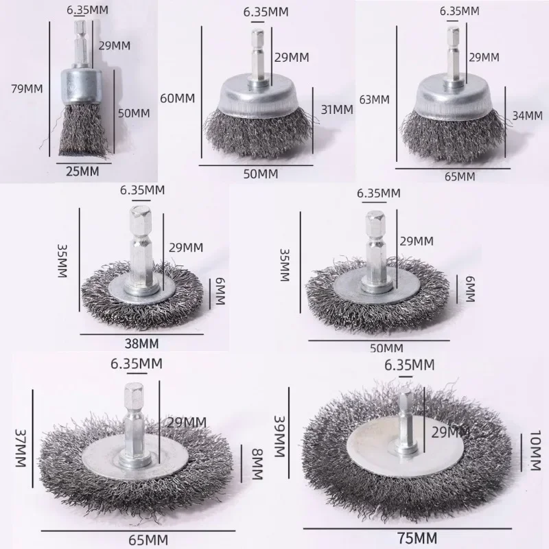 Wire Brush Wheel Cup Brush Set,Wire Brush for Drill 1/4 Inch Hex Shank 0.012 Inch Coarse Carbon Steel Crimped Wire Wheel thumbnail 5