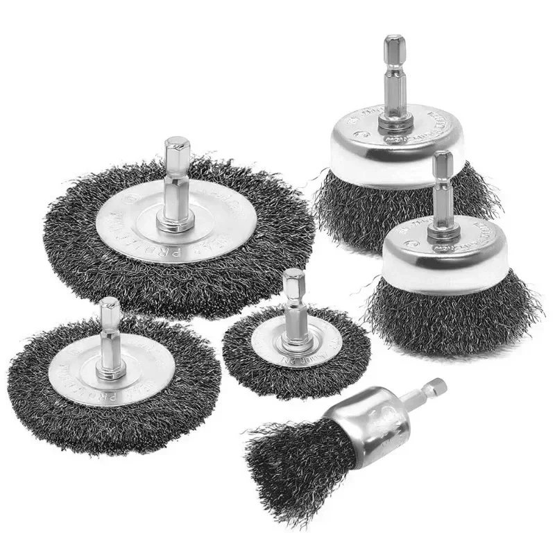 Wire Brush Wheel Cup Brush Set,Wire Brush for Drill 1/4 Inch Hex Shank 0.012 Inch Coarse Carbon Steel Crimped Wire Wheel thumbnail 2