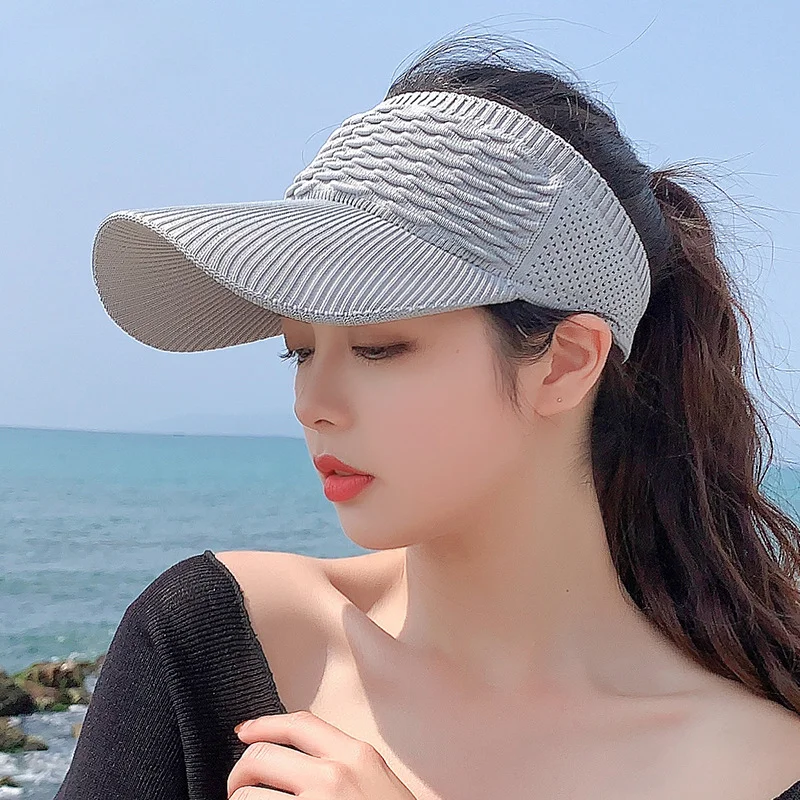 New Women Anti-UV Sun Hats Breathable Adjustable Empty Top Visor Caps for Men Tennis Golf Running Travel Beach Sport Outdoor Hat thumbnail 4