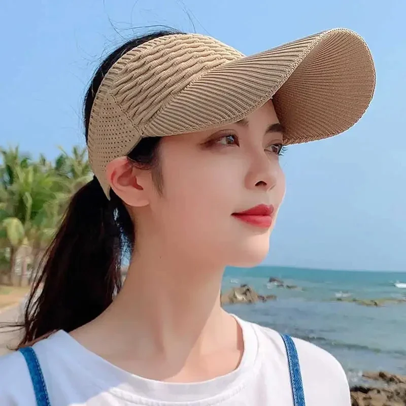 New Women Anti-UV Sun Hats Breathable Adjustable Empty Top Visor Caps for Men Tennis Golf Running Travel Beach Sport Outdoor Hat thumbnail 2