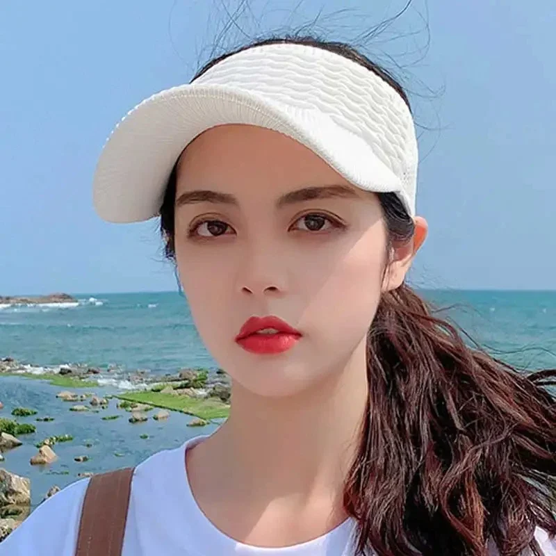 New Women Anti-UV Sun Hats Breathable Adjustable Empty Top Visor Caps for Men Tennis Golf Running Travel Beach Sport Outdoor Hat thumbnail 3